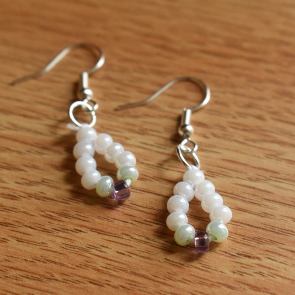 Violet Teal Beaded Earrings